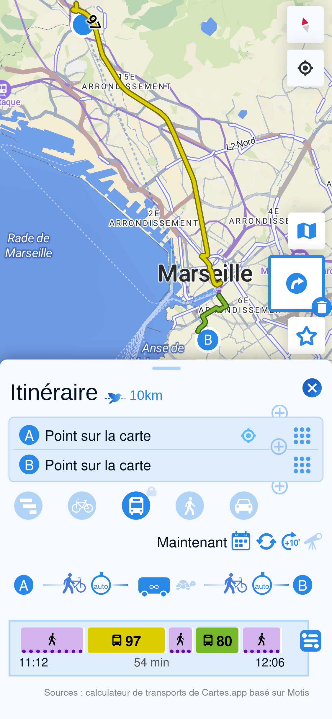 Capture d'écran de l'application cartes.app